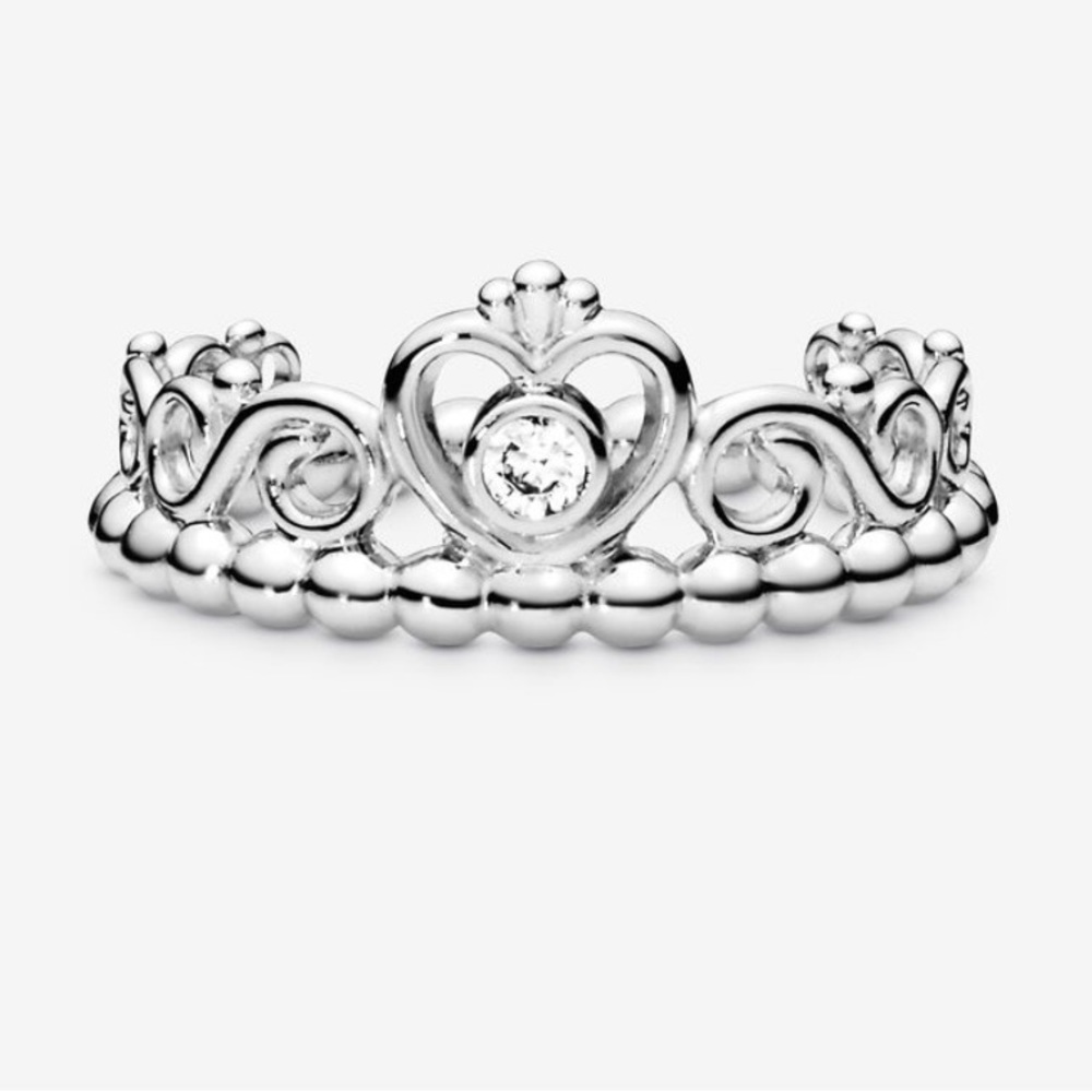 Pandora Princess Tiara ring, silver sterling ring. Size 54